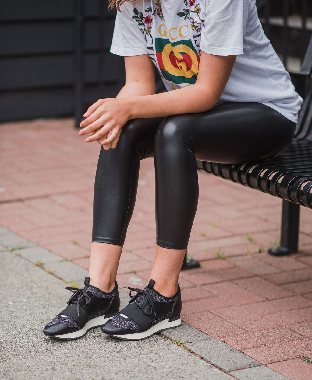 Balenciaga Black Glitter Race Runners - Size 39