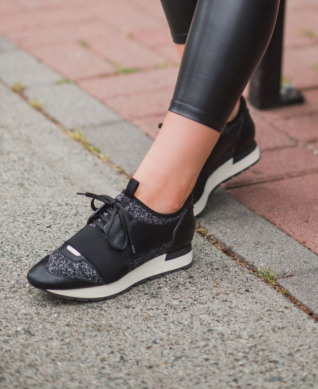 Balenciaga Black Glitter Race Runners - Size 39