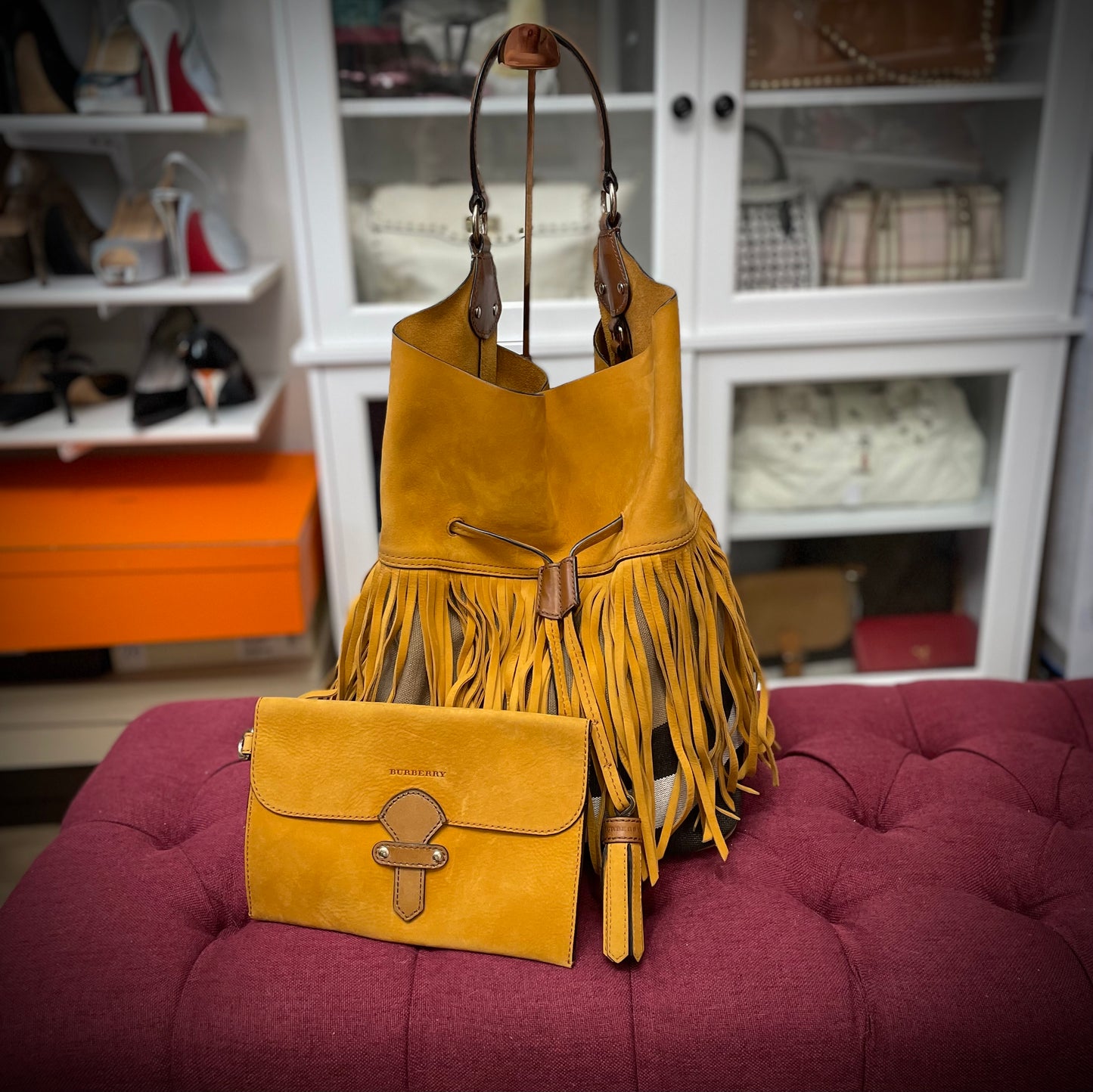Burberry Susanna Fringe Bag with Pouch