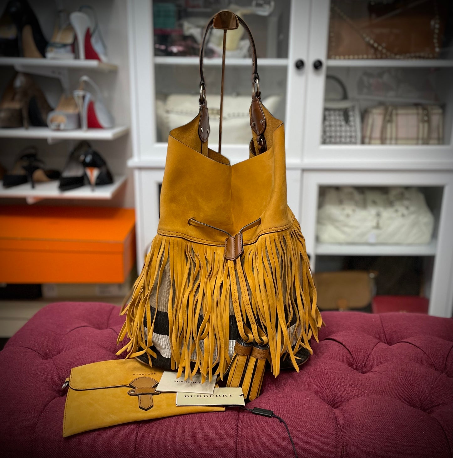 Burberry Susanna Fringe Bag with Pouch