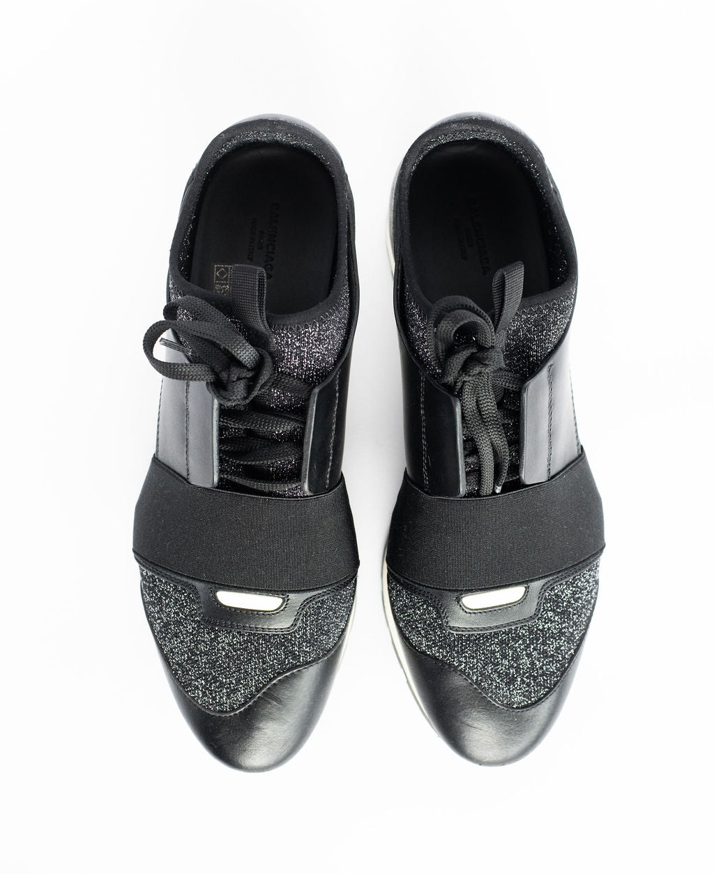 Balenciaga Black Glitter Race Runners - Size 39
