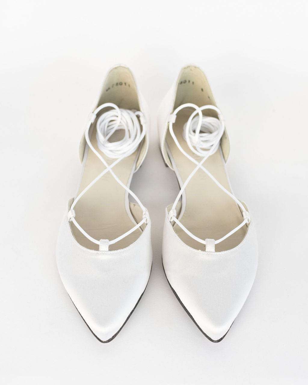 Stuart Weitzman Gilligan White Satin Flats - Size 8