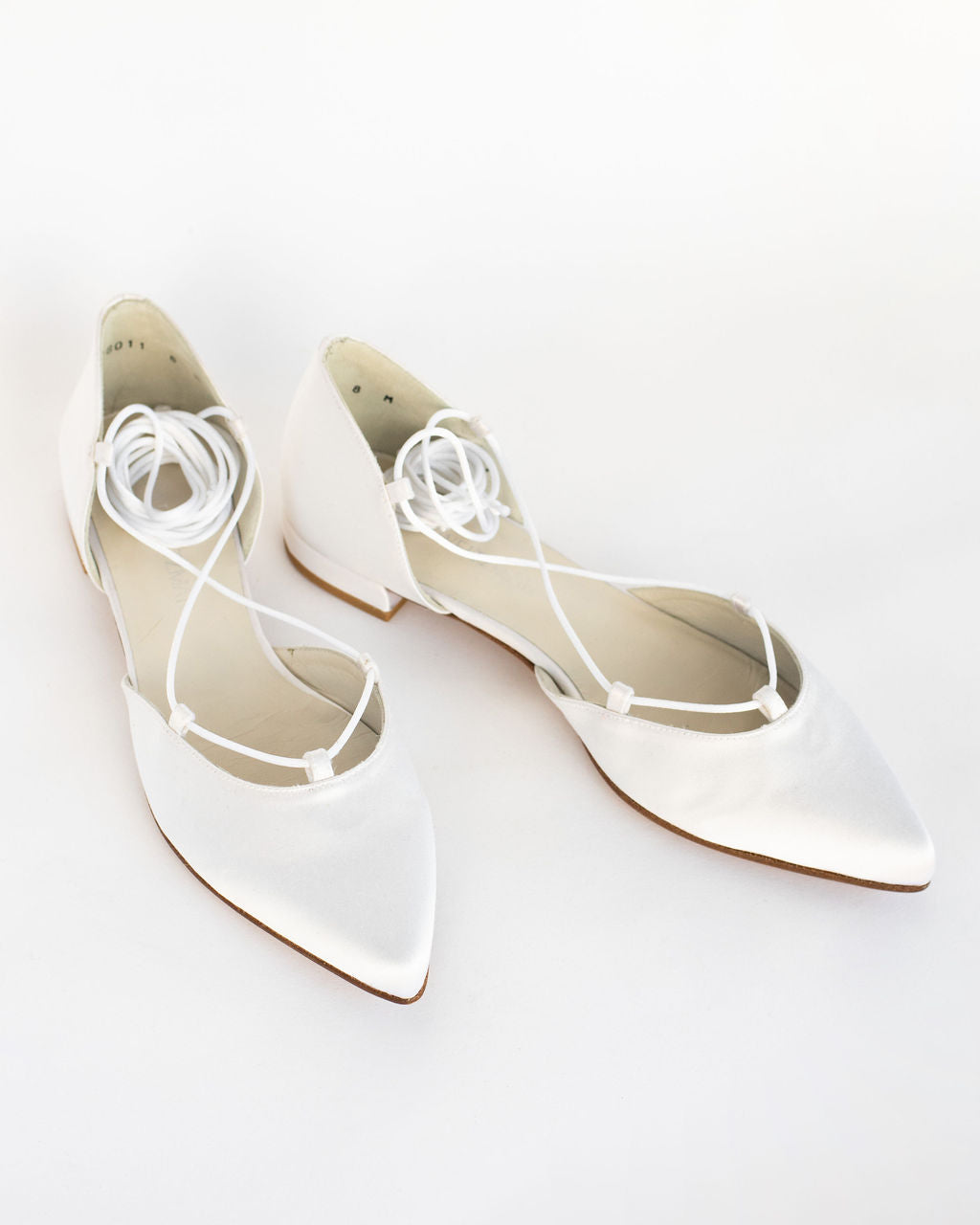 Stuart Weitzman Gilligan White Satin Flats - Size 8