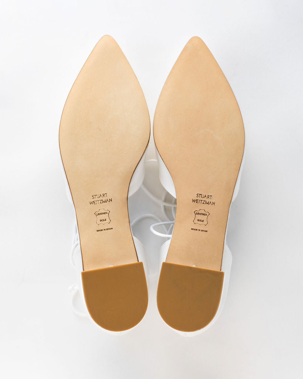 Stuart Weitzman Gilligan White Satin Flats - Size 8