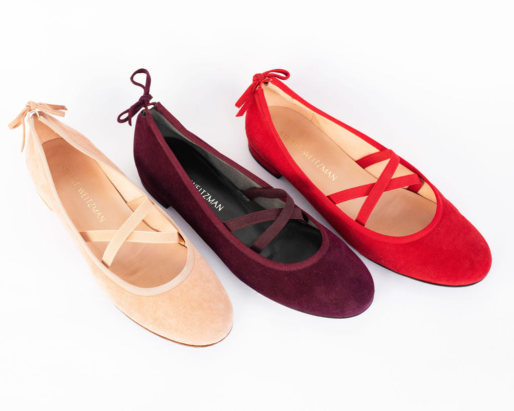 Stuart Weitzman Bolshoi Suede Ballet Flats - Sizes 9