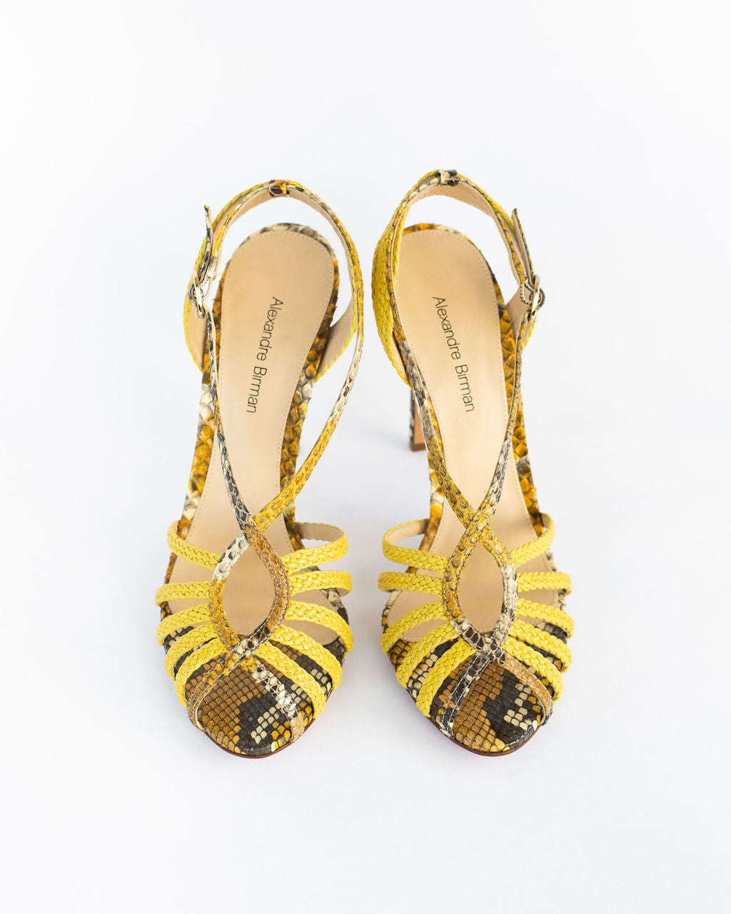 Alexandre Birman Yellow Snakeskin Sandals - Size 7