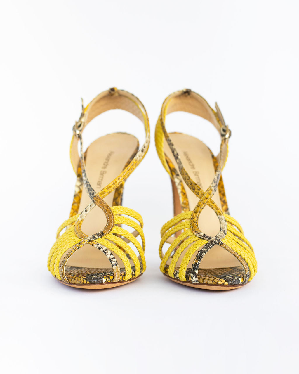 Alexandre Birman Yellow Snakeskin Sandals - Size 7