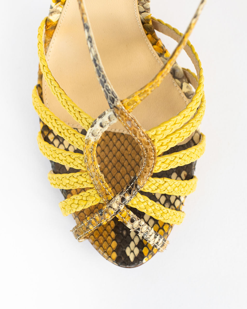 Alexandre Birman Yellow Snakeskin Sandals - Size 7