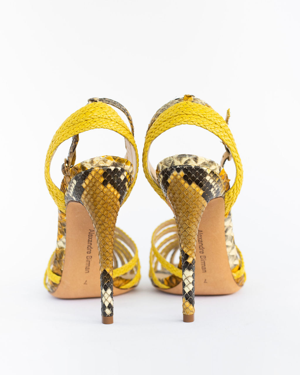 Alexandre Birman Yellow Snakeskin Sandals - Size 7