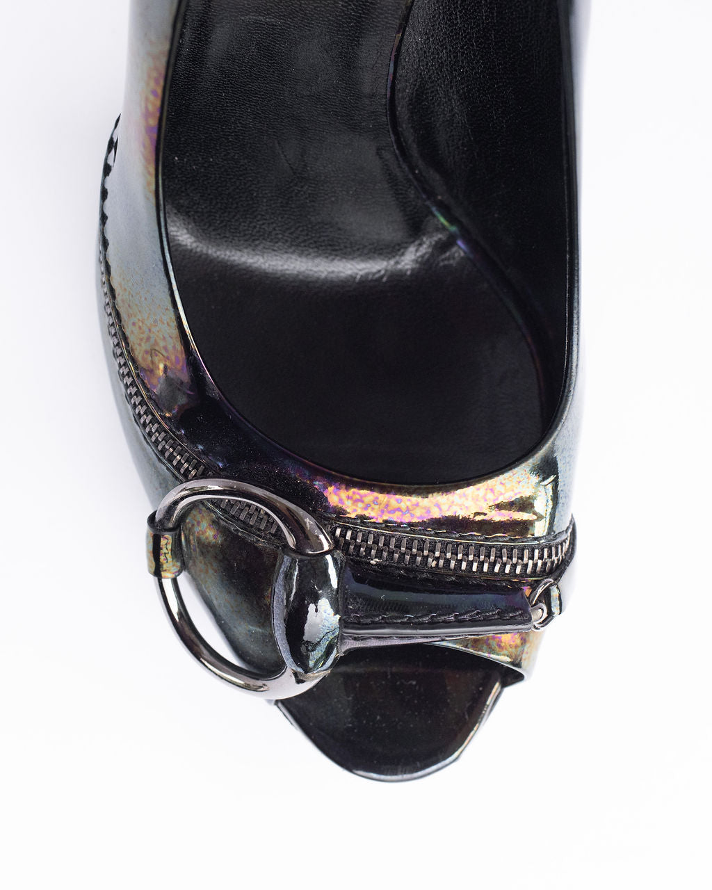 Gucci Iridescent Peep Toe Pumps- Size 37.5