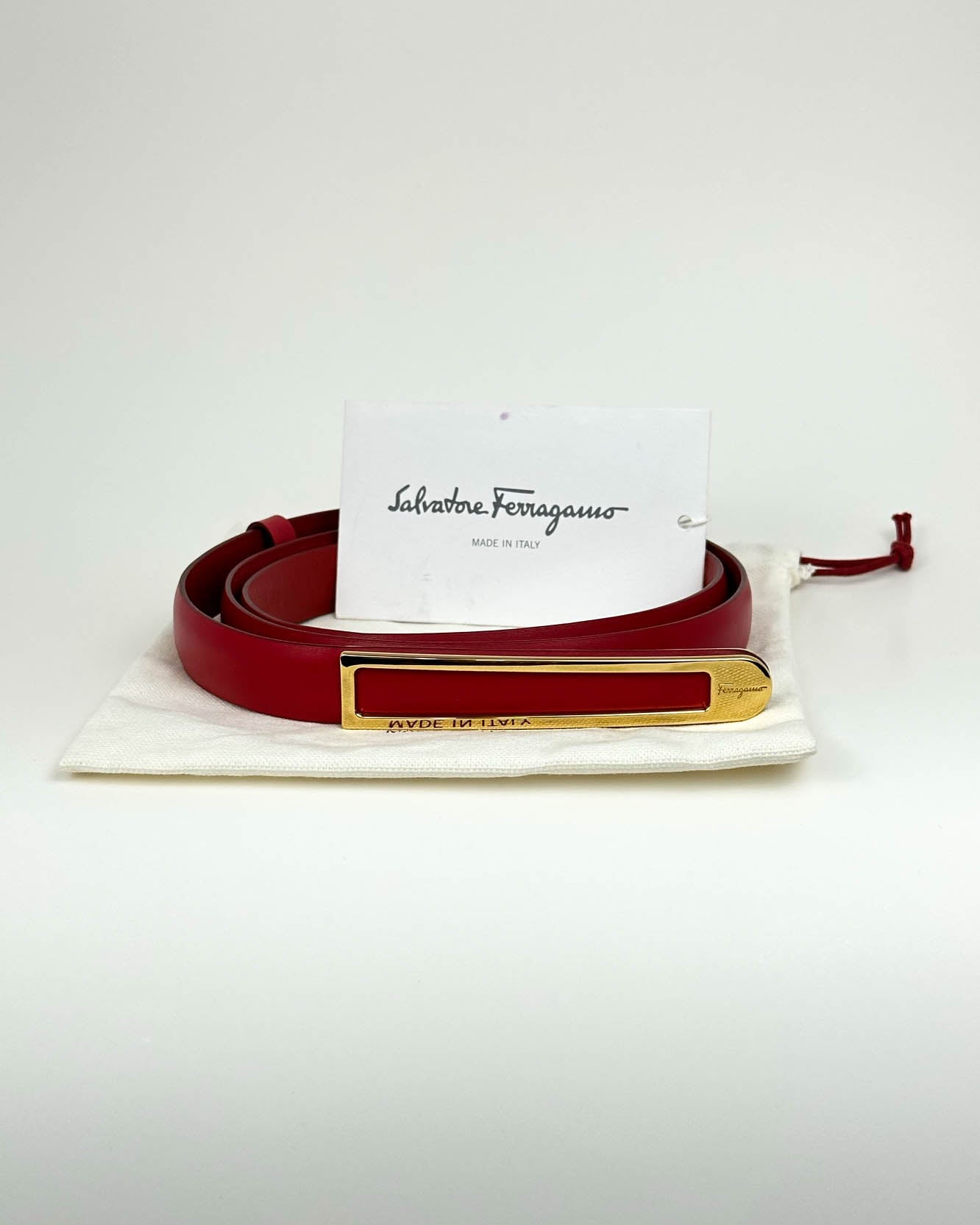 Salvatore Ferragamo Skinny Belt- Size 38-40