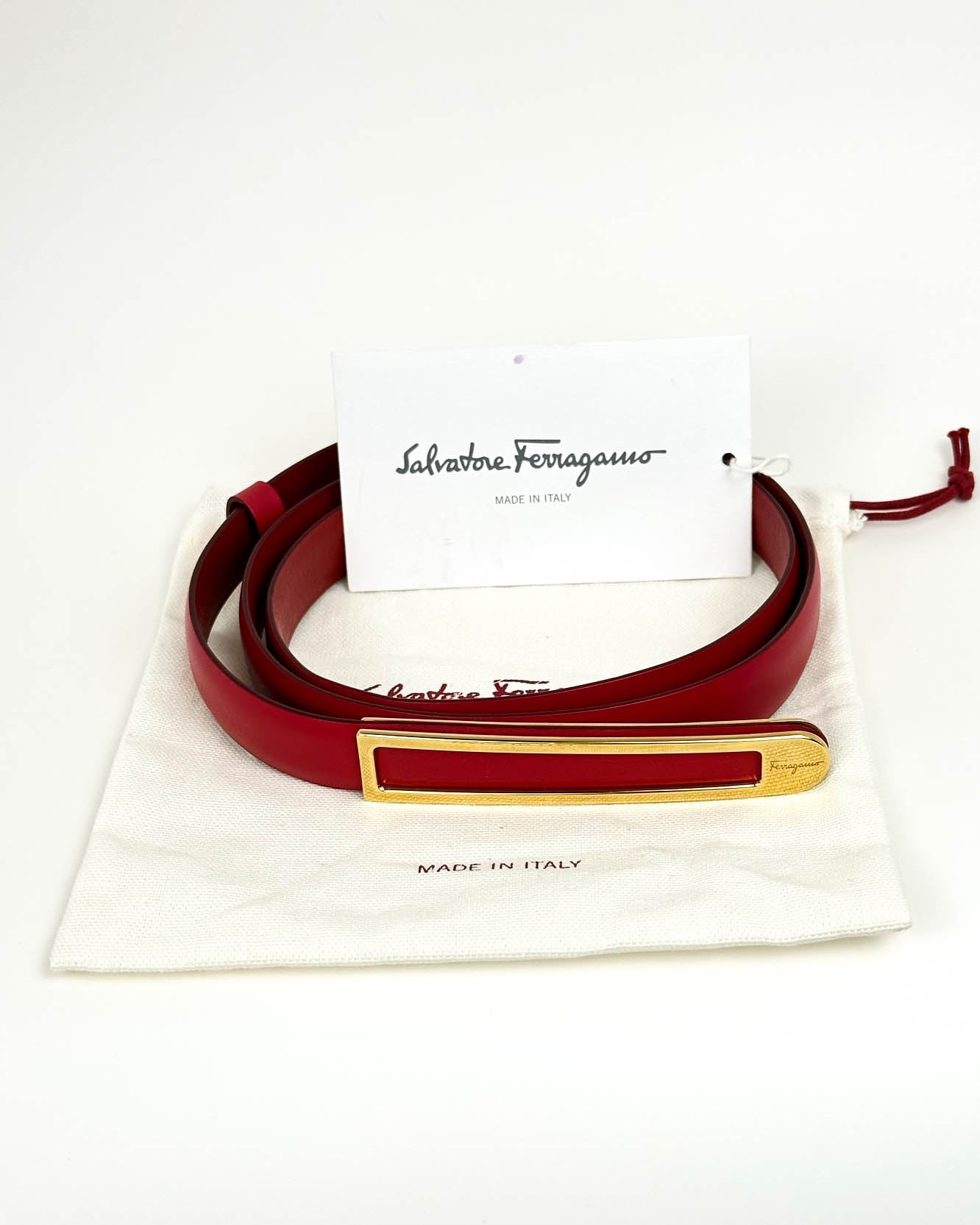 Salvatore Ferragamo Skinny Belt- Size 38-40