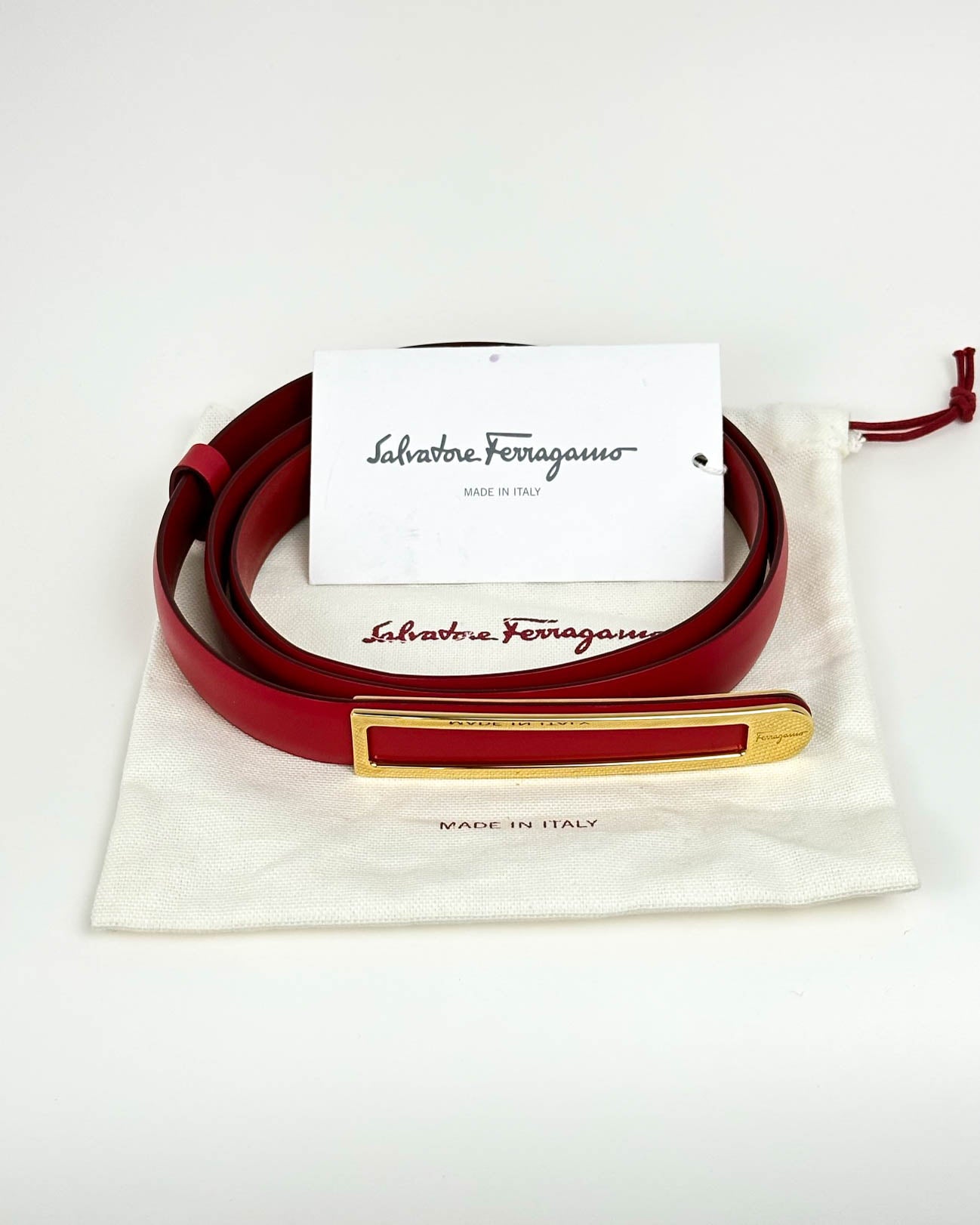 Salvatore Ferragamo Skinny Belt- Size 38-40