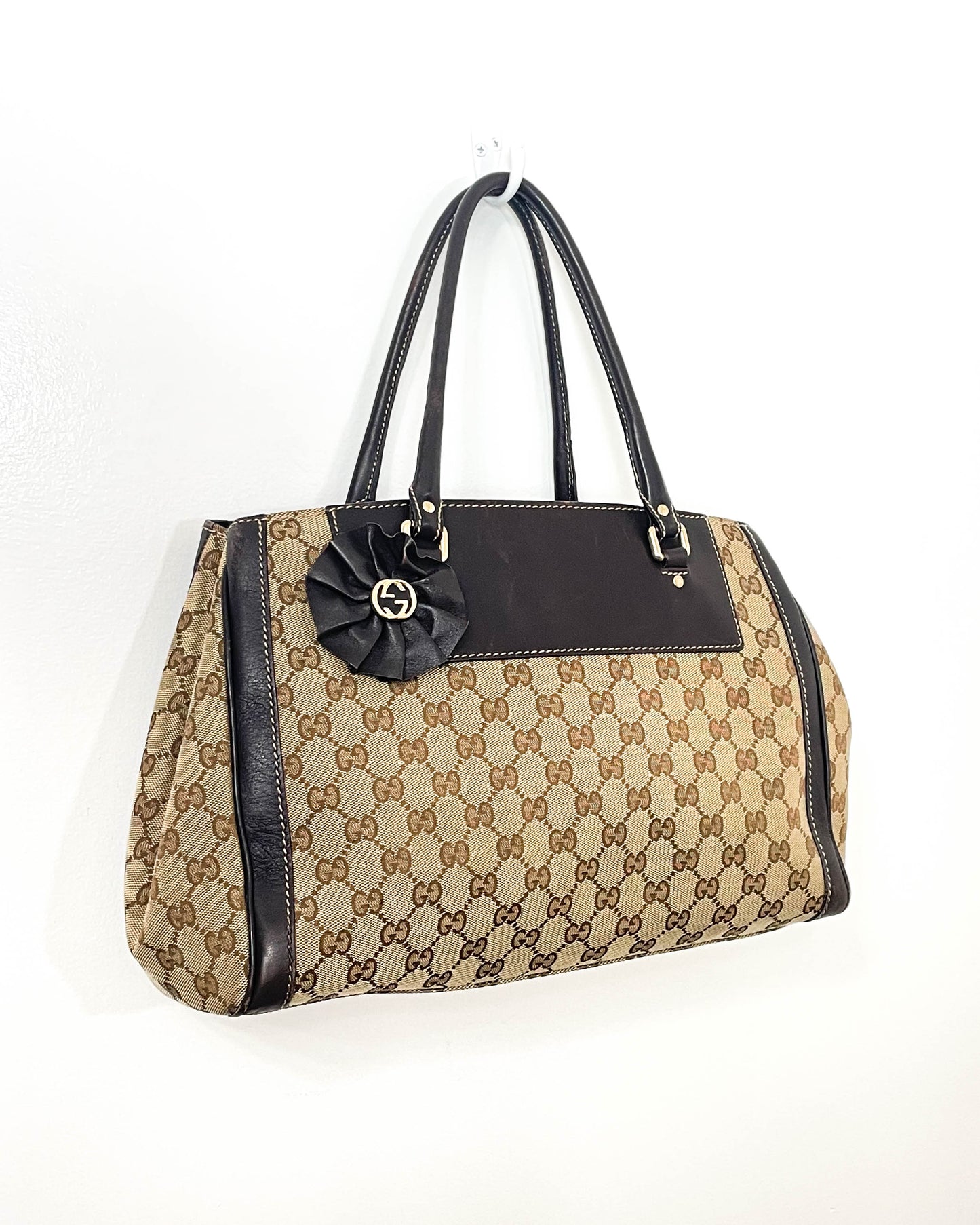 Gucci Canvas and Leather Trophy Tote Bag