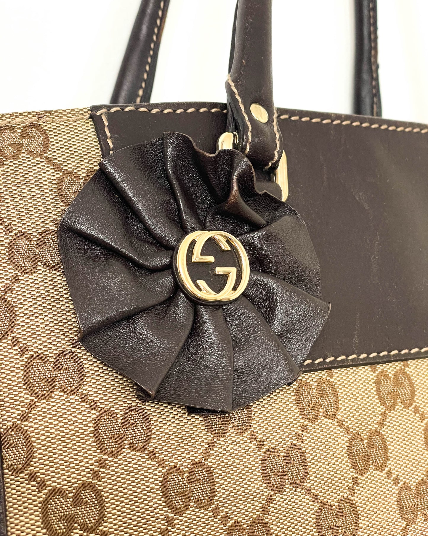 Gucci Canvas and Leather Trophy Tote Bag