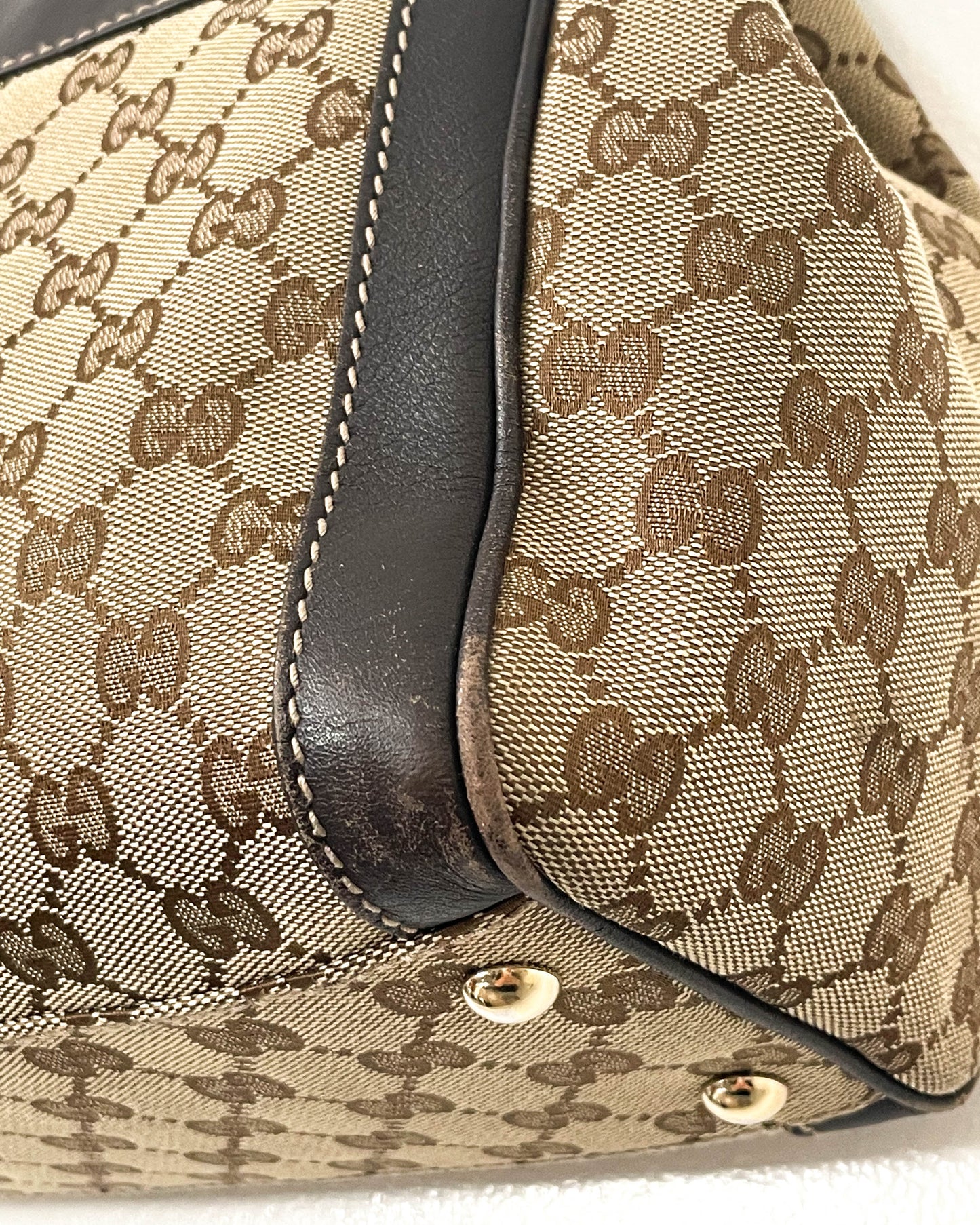 Gucci Canvas and Leather Trophy Tote Bag