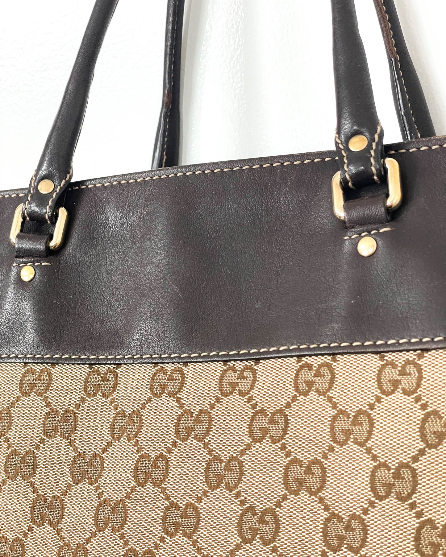 Gucci Canvas and Leather Trophy Tote Bag