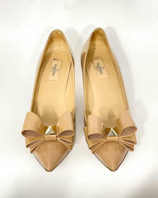 Valentino Bow Rockstud Kitten Heels- Size 40.5