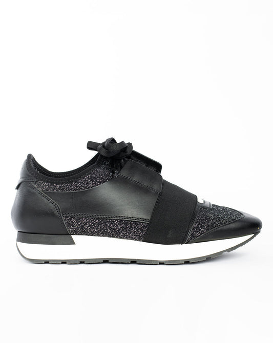 Balenciaga Black Glitter Race Runners - Size 39