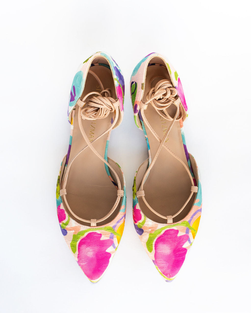 Stuart Weitzman Gilligan Watercolour Silk Flats - Size 8.5