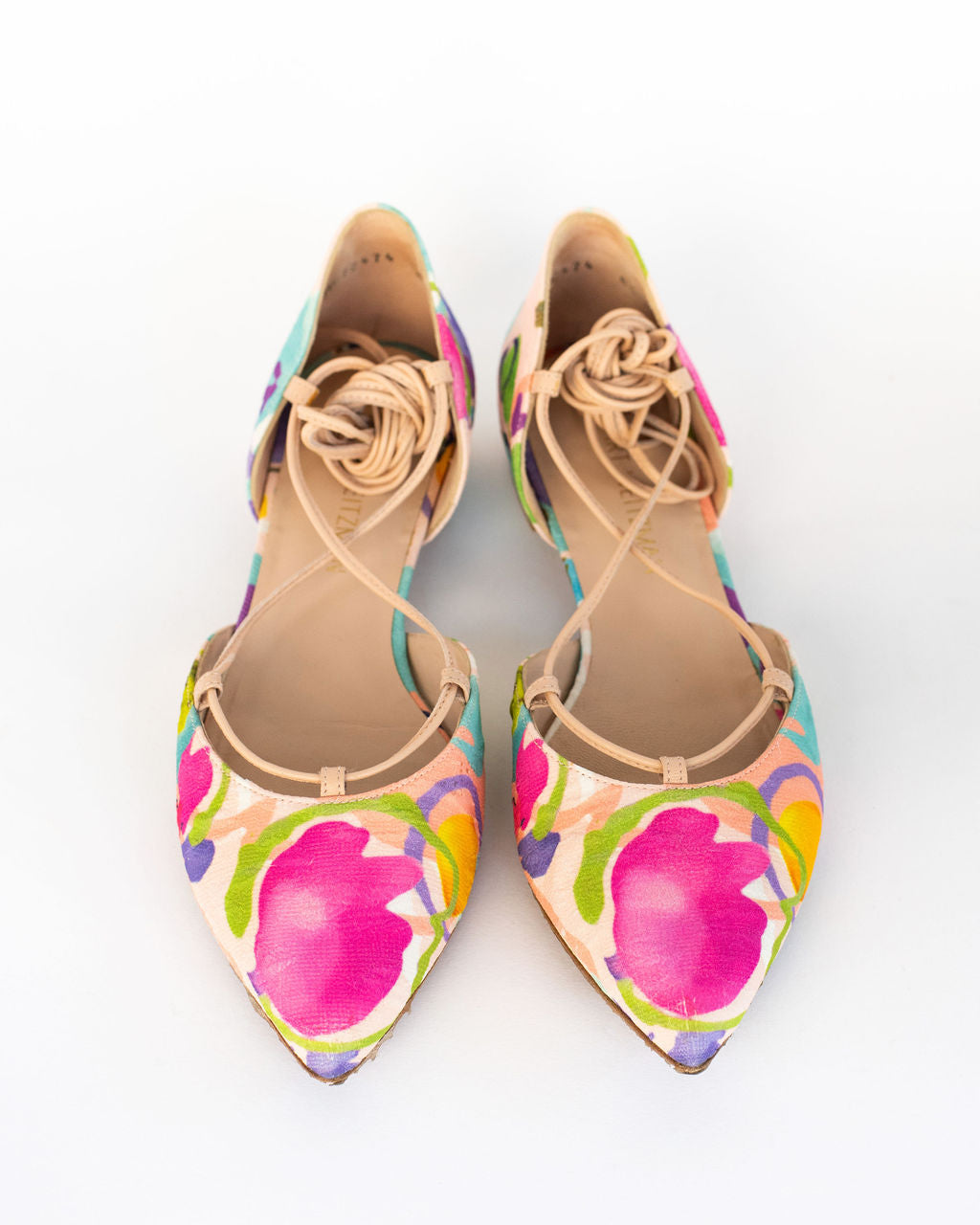 Stuart Weitzman Gilligan Watercolour Silk Flats - Size 8.5