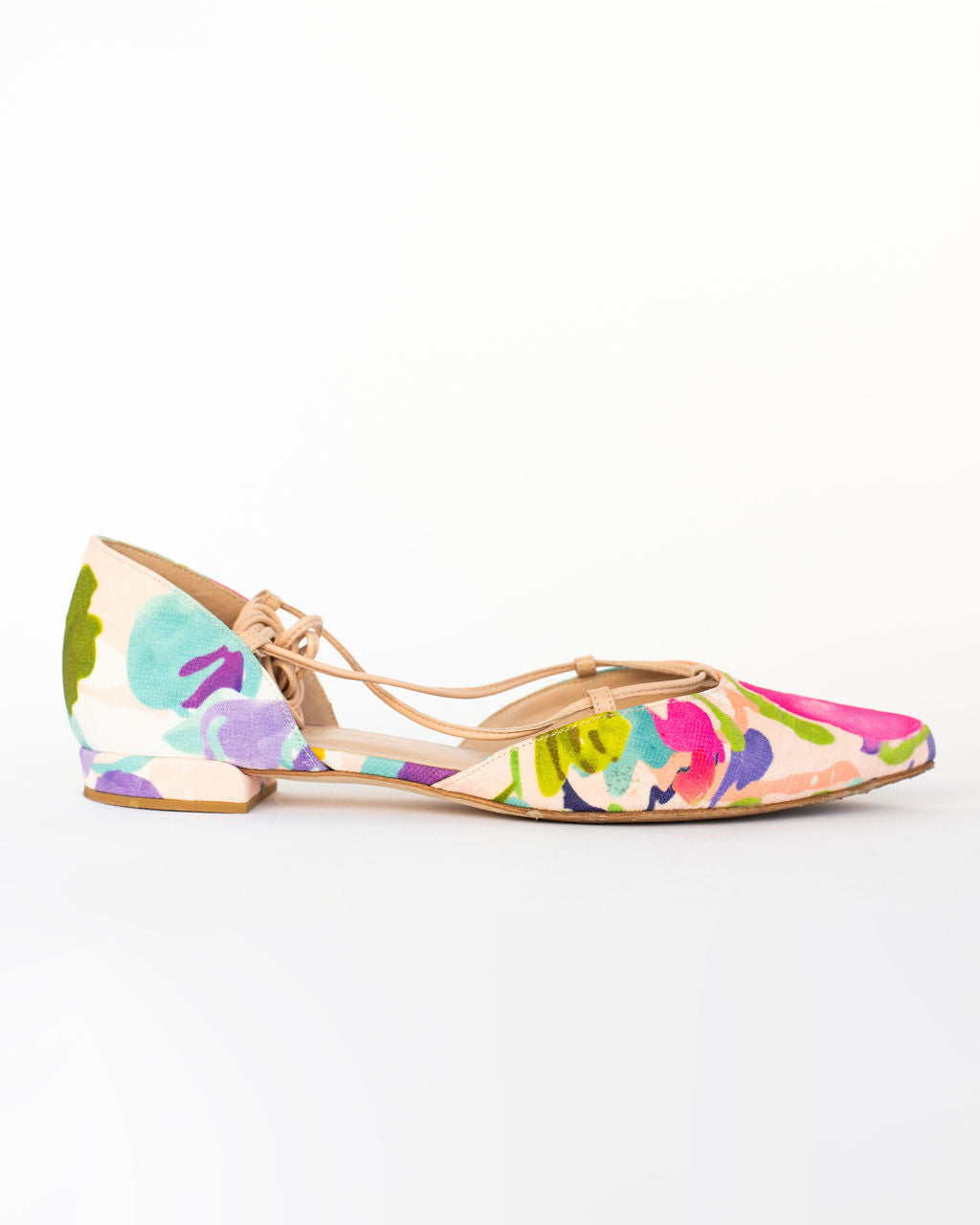 Stuart Weitzman Gilligan Watercolour Silk Flats - Size 8.5