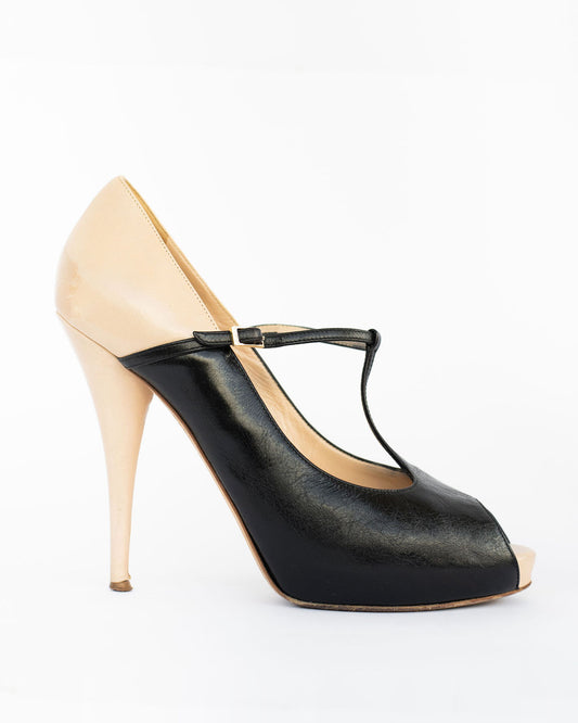 Fendi Leather Open Toe Pumps - Size 40