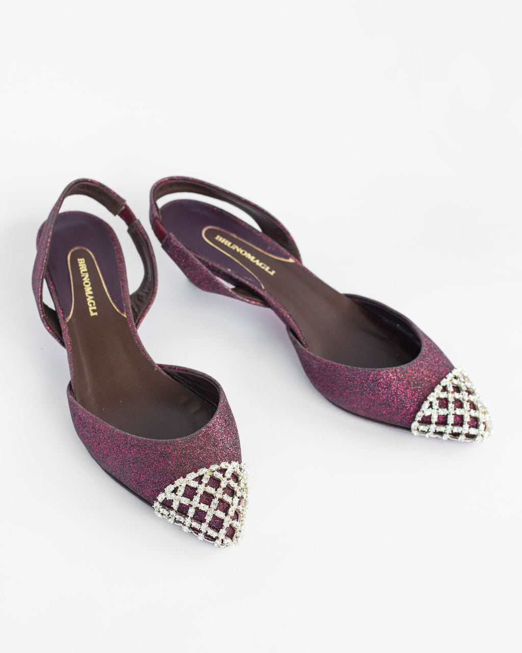 Bruno Magli Purple Slingbacks with Crystals Size 39