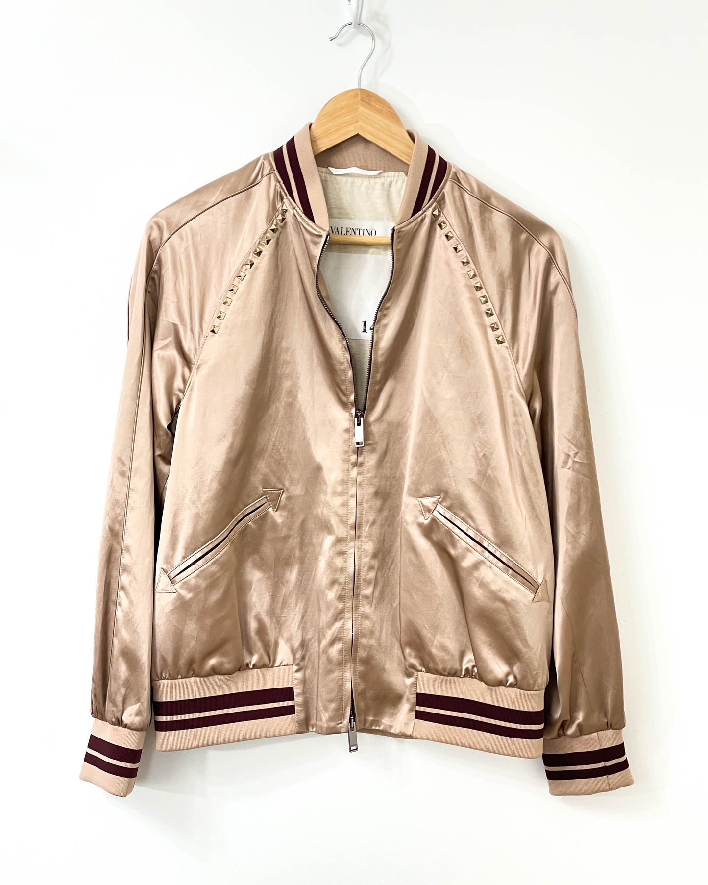 Valentino Rockstud Satin Bomber Jacket- Size 6