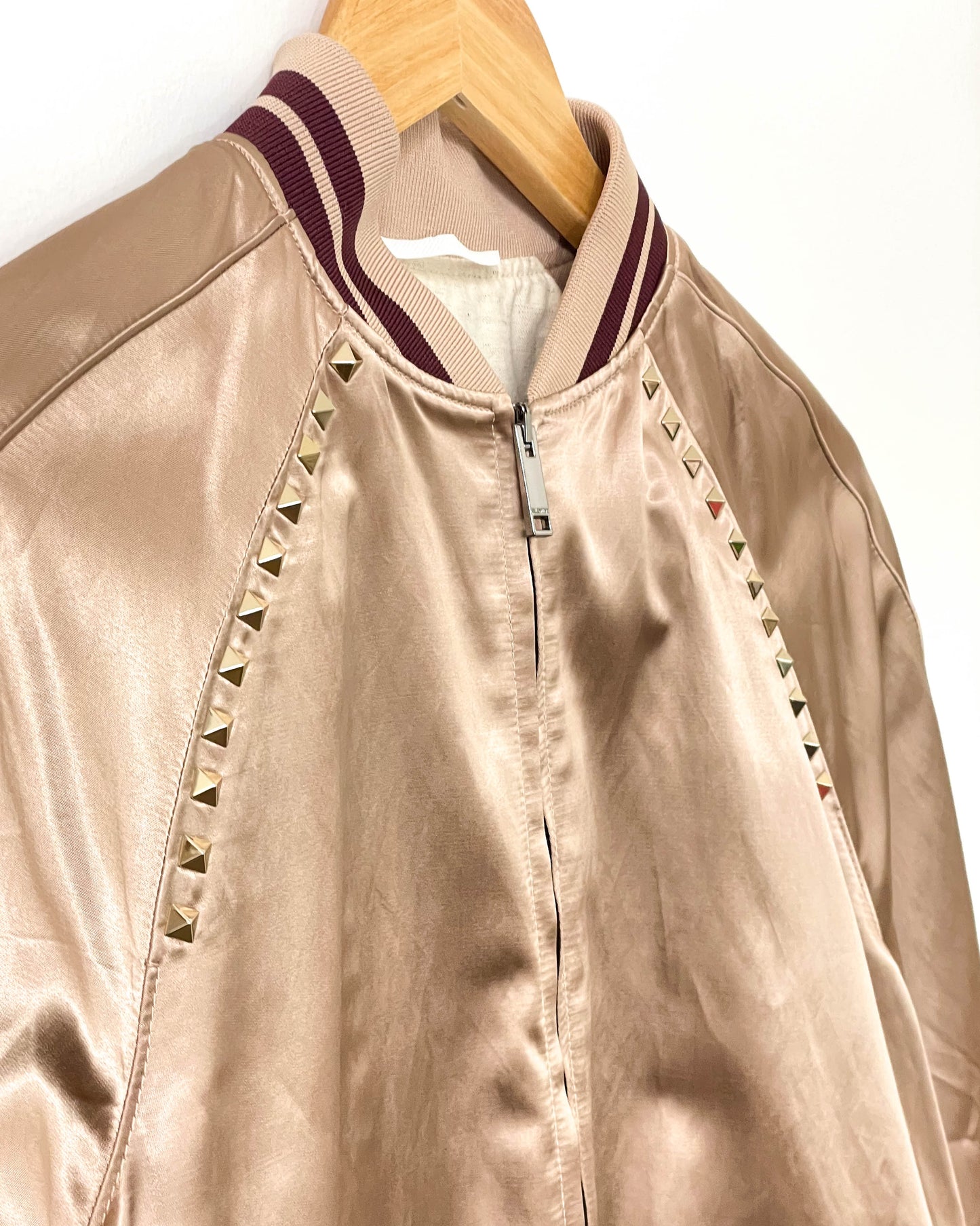 Valentino Rockstud Satin Bomber Jacket- Size 6