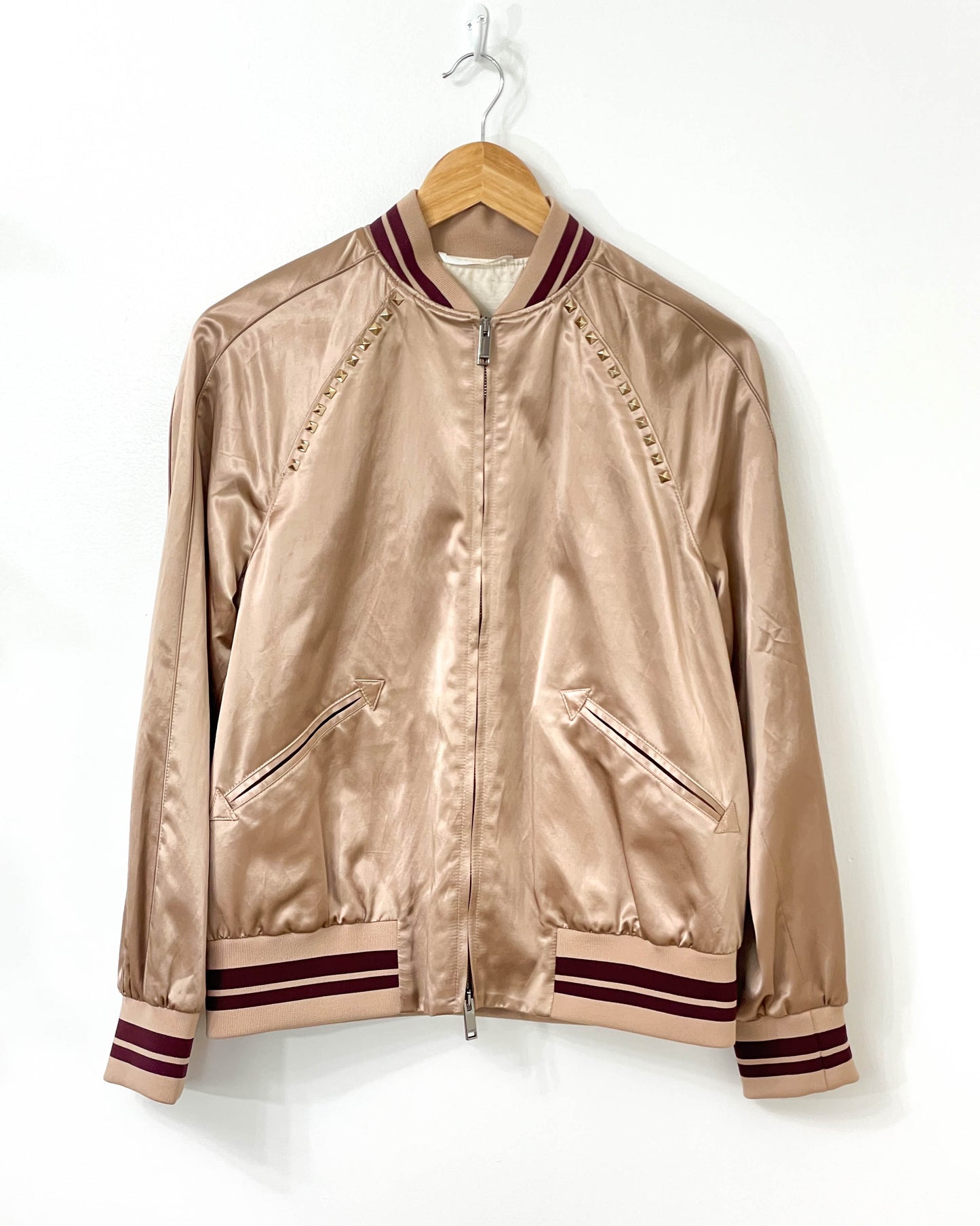 Valentino Rockstud Satin Bomber Jacket- Size 6