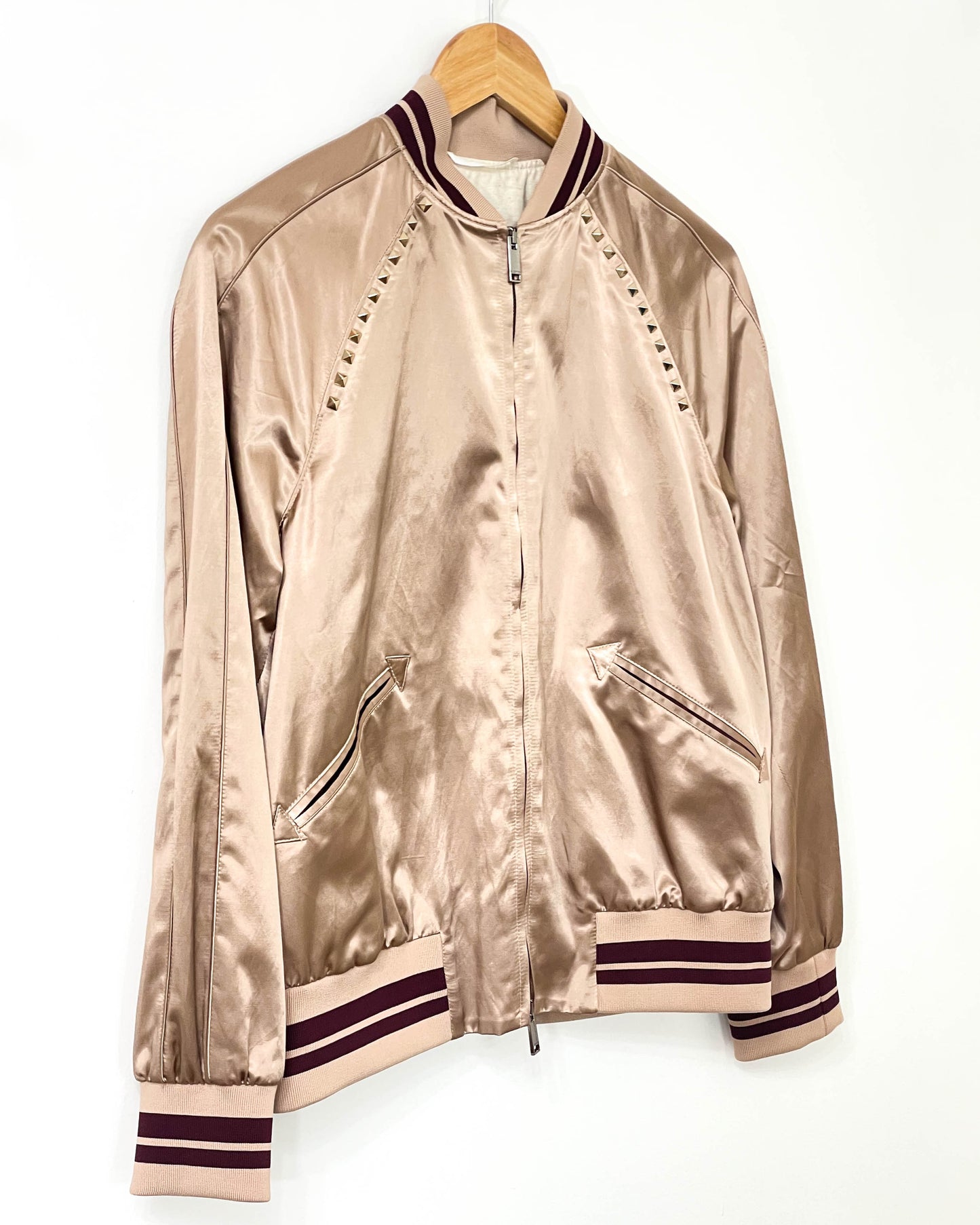 Valentino Rockstud Satin Bomber Jacket- Size 6